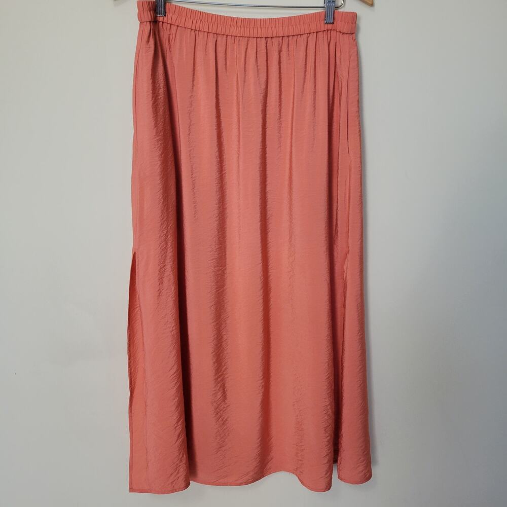 H&M Size M Pull On Elastic Long Maxi Skirt Deep Side Slits Pockets Lined